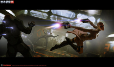 Concept art of Jack escaping from Mass Effect 2 by Matt Rhodes