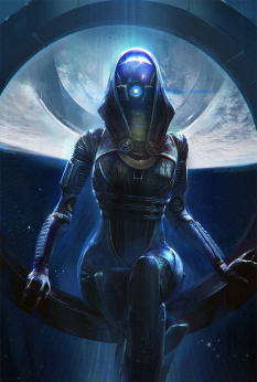Concept art of Tali Zorah Nar Rayya lithograph from Mass Effect 2 by Benjamin Huen