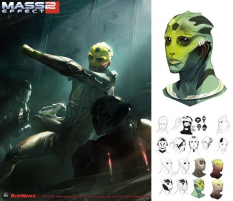 Concept art of Thane Krios from Mass Effect 2 by Benjamin Huen