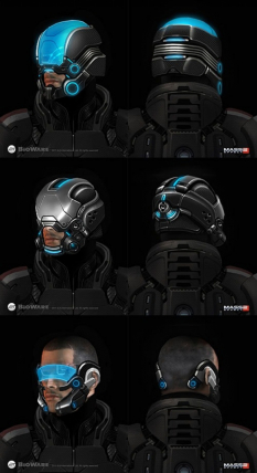 Concept art of helmets from Mass Effect 2 by Brian Sum