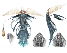 Concept art of angelic figures from Darksiders by Paul Richards
