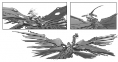 Concept art of angels flying from Darksiders by Paul Richards