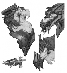 Concept art of angels flying from Darksiders by Paul Richards