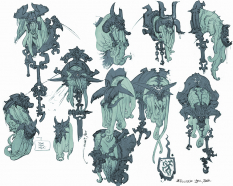 Concept art of early Straga concepts from Darksiders by Paul Richards
