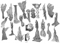 Concept art of angelic forms from Darksiders by Paul Richards