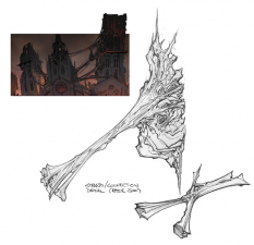 Concept art of the church from Darksiders by Paul Richards
