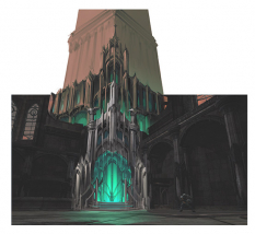 Concept art of the church from Darksiders by Paul Richards
