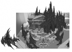 Concept art of the city from Darksiders by Paul Richards