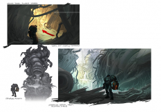 Concept art of the subway from Darksiders by Paul Richards