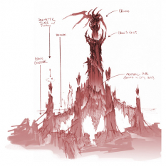 Concept art of the tower from Darksiders by Paul Richards
