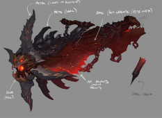 Concept art of a demonic weapon from Darksiders by Paul Richards