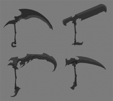 Concept art of a scythe from Darksiders by Paul Richards