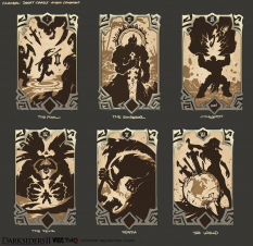 Concept art of Tarot Cards from Darksiders II by Avery Coleman