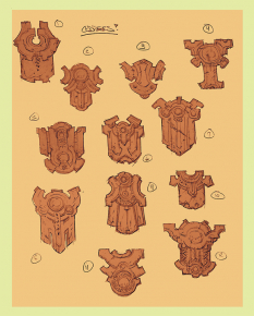 Concept art of Construct Cod Pieces from Darksiders 2 by Paul Richards