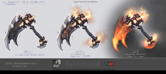 Concept art of Weapon Level Progression Idea from Darksiders 2 by Jonathan Kirtz
