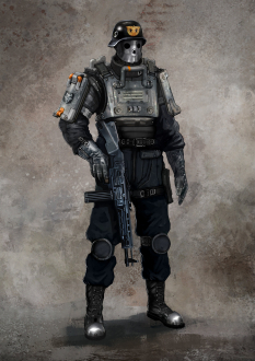 Concept art of a soldier from Wolfenstein: The New Order