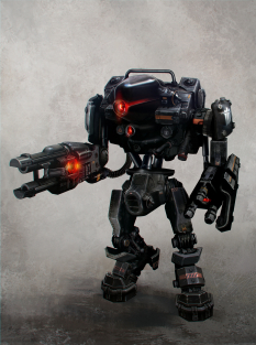 Concept art of a mech from Wolfenstein: The New Order