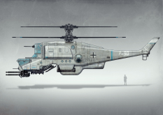 Concept art of a helicopter from Wolfenstein: The New Order