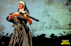Wallpaper with concept art of Nuns With Guns from Red Dead Redemption