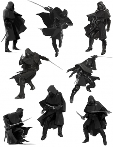 Corvo Poses concept art from Dishonored
