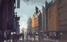 City Street concept art from Dishonored
