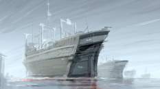 Whaling Ships concept art from Dishonored
