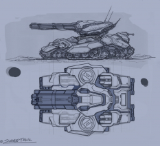 Siegetank concept art from Starcraft II