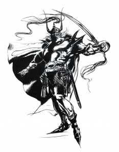 Black Knight concept art from Final Fantasy by Yoshitaka Amano