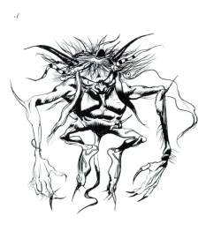 Dark Elf concept art from Final Fantasy by Yoshitaka Amano