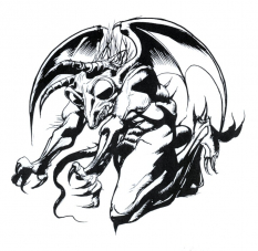Gargoyle concept art from Final Fantasy by Yoshitaka Amano