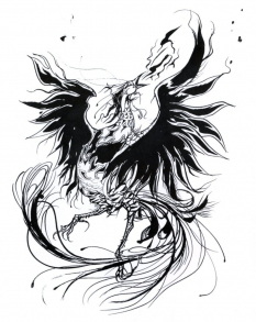 Phoenix concept art from Final Fantasy by Yoshitaka Amano