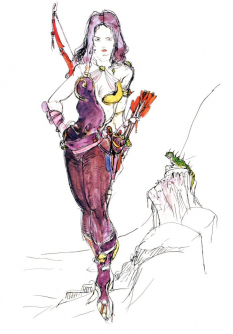 Maria concept art from Final Fantasy II by Yoshitaka Amano