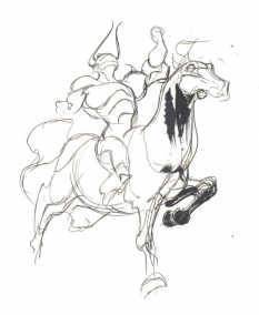 Death Rider Sketch concept art from Final Fantasy II by Yoshitaka Amano