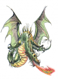 Dragon concept art from Final Fantasy II by Yoshitaka Amano