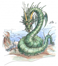 Sea Dragon concept art from Final Fantasy II by Yoshitaka Amano