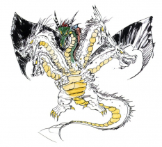 Tiamat concept art from Final Fantasy II by Yoshitaka Amano