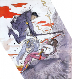 Labyrinth Of Nightmares Frontispiece concept art from Final Fantasy II by Yoshitaka Amano