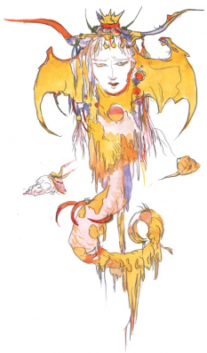 Queen of Eblan concept art from Final Fantasy IV by Yoshitaka Amano