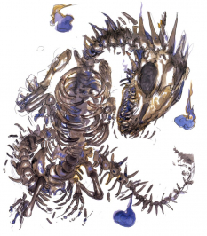 Skull Dragon concept art from Final Fantasy IV by Yoshitaka Amano