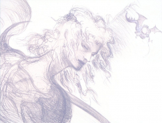 Cecil Lithograph concept art from Final Fantasy IV by Yoshitaka Amano