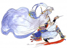 Edge Geraldine concept art from Final Fantasy IV by Yoshitaka Amano