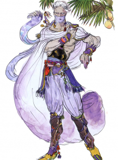 Edge Geraldine concept art from Final Fantasy IV by Yoshitaka Amano