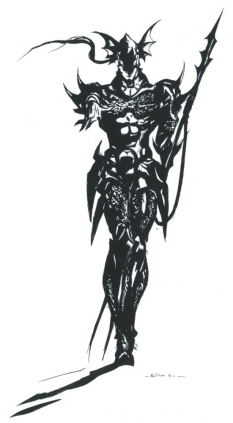 Kain Highwind concept art from Final Fantasy IV by Yoshitaka Amano