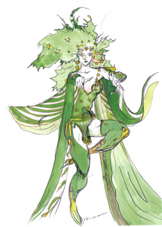 Rydia Adult concept art from Final Fantasy IV by Yoshitaka Amano