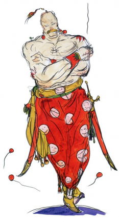 Yang Fang Leiden concept art from Final Fantasy IV by Yoshitaka Amano