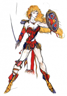 Amazon concept art from Final Fantasy IV by Yoshitaka Amano