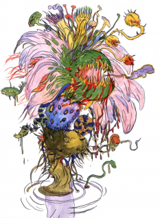 Mortblossom concept art from Final Fantasy IV by Yoshitaka Amano