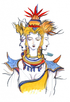 Asura concept art from Final Fantasy IV by Yoshitaka Amano