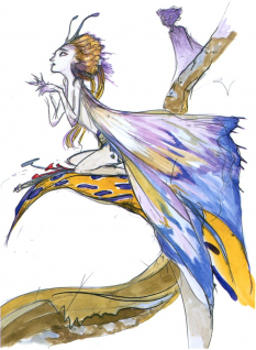 Sylph concept art from Final Fantasy IV by Yoshitaka Amano