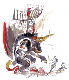 Byblos concept art from Final Fantasy V by Yoshitaka Amano